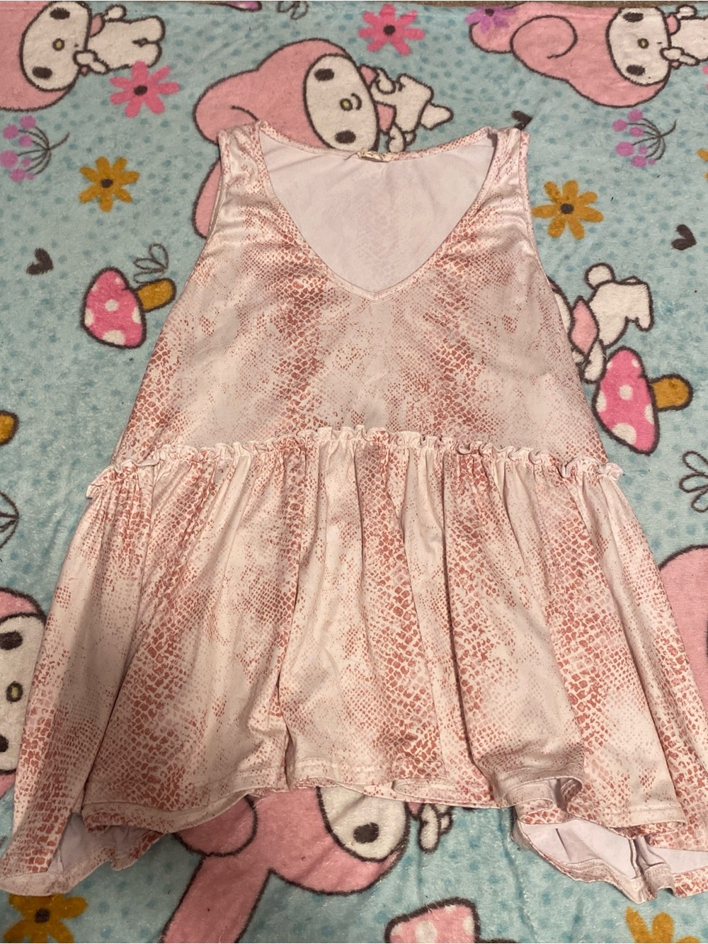 Sleeveless Pink Snake-Print Babydoll Top